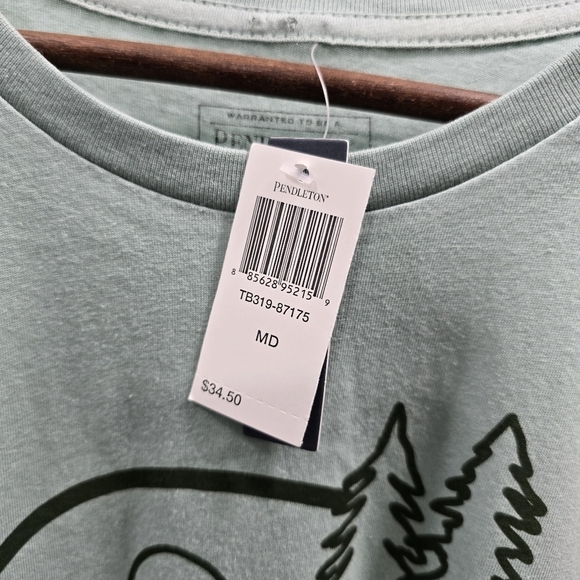 Pendleton T Shirt Womens Medium Blue Tee Crew Tree Landscape Woolen Mills - Picture 8 of 10